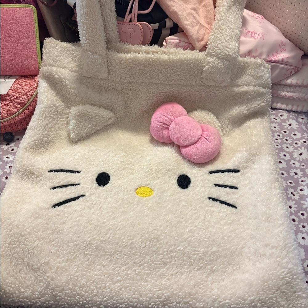Hello Kitty Fluffy Pink and White Tote Bag